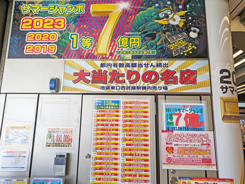 大当たりの名店サマージャンボ宝くじで1等7億円が出た看板
